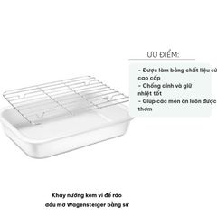 Khay Nướng Kèm Vỉ Để Ráo Dầu Mỡ Wagensteiger Sứ Cao Cấp - Dụng Cụ Nhà Bếp Sang Trọng, Chống Dính, Phù Hợp Nướng Và Chiên Khô