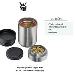 Hộp cơm giữ nhiệt 2 ngăn WMF MY2GO kèm thìa đũa & hộp đựng - Giữ nóng lạnh tối ưu, thiết kế nhỏ gọn cho văn phòng và dã ngoại