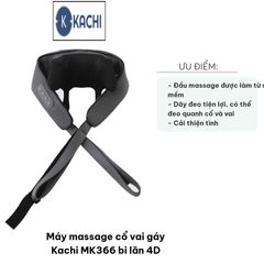 Máy Massage Cổ Vai Gáy Kachi MK366 4D - Thiết Kế Độc Đáo, Đầu Massage Silicon Mềm, Hỗ Trợ Giảm Đau, Tăng Tuần Hoàn Máu
