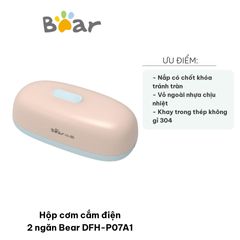 Hộp cơm cắm điện Bear DFH-P07A1 2 ngăn - Hâm nóng nhanh, thiết kế tiện dụng cho dân văn phòng, dung tích 0.7 lít.