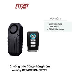 Chuông Báo Động Chống Trộm Xe Máy CTFAST KS-SP22R - Cảm Biến Rung, Điều Khiển Từ Xa, Tiếng Còi 113dB, Phù Hợp Cho Xe Máy, Xe Đạp