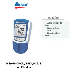 Máy Đo CHOL/TRIG/HDL 3 in 1 Mission - Thiết Bị Đo Đường Huyết Nhanh Chóng, Chính Xác, Dễ Dàng Mang Theo