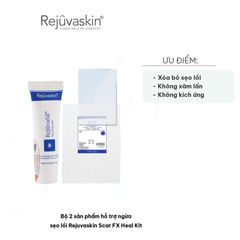 Bộ 2 sản phẩm ngừa sẹo lồi Rejuvasil Scar FX Heal Kit - Gel và miếng dán hỗ trợ mờ sẹo an toàn, hiệu quả cho mọi loại da