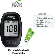 Máy đo đường huyết Vivachek Ino - Kết quả chính xác sau 5 giây, Tích hợp bộ nhớ 900 kết quả, Đáng tin cậy cho mọi lứa tuổi