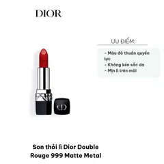 Son thỏi lì Dior Double Rouge 999 Matte Metal - Màu đỏ quyến rũ, chất son mịn lì và bền màu, hoàn hảo cho phái đẹp.