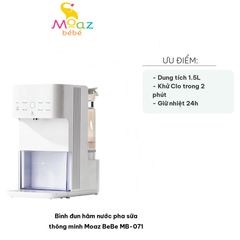 Bình Đun Nước Pha Sữa Thông Minh Moaz BeBe MB-071 - Giữ Nhiệt 24 Giờ, Khử Clo, Dung Tích 1.5L, Điều Chỉnh Nhiệt Độ Chính Xác