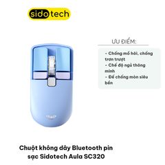 Chuột không dây Bluetooth Sidotech Aula SC320 - Pin sạc, cảm biến cao 4800 DPI, nhẹ nhàng, chống mỏi tay, nhiều màu sắc hấp dẫn