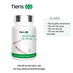 Viên Hỗ Trợ Tim Mạch, Não Bộ Tiens Antarctic Krill Oil Softgel - Bổ Sung Dinh Dưỡng Từ Dầu Nhuyễn Thể, Tăng Cường Sức Khỏe Toàn Diện - 60 Viên
