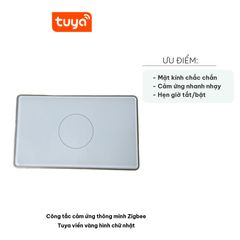 Công Tắc Cảm Ứng Thông Minh Zigbee Tuya Viền Vàng Hình Chữ Nhật - Điều Khiển Giọng Nói Tương Thích Google Home & Amazon Alexa
