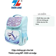 Balo Chống Gù Thiên Long BP-020 Cá Mập - Thiết Kế Ngộ Nghĩnh, Bền Bỉ, Duy Trì Tư Thế Đúng Cho Bé