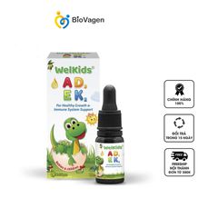 Vitamin A, E, D3, K2 MK7 Dạng Giọt Biovagen WelKids ADEK 10ml - Bổ Sung Vitamin Tan Trong Dầu Olive Hữu Cơ Cho Trẻ Nhỏ