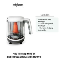 Máy Xay Hấp Thức Ăn Baby Brezza Deluxe BRZ10040 - Thiết Bị Đa Năng Chế Biến Thức Ăn Dặm Cho Bé 3 Chức Năng Tiện Lợi