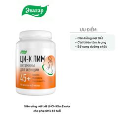 Viên uống nội tiết tố Ci-Klim Evalar cho phụ nữ 45+ - Hỗ trợ cân bằng hormone và cải thiện tâm trạng trong giai đoạn tiền mãn kinh