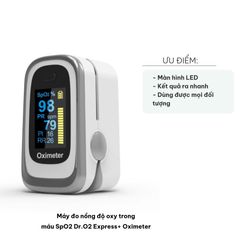 Máy Đo Nồng Độ Oxy Trong Máu SpO2 Dr.O2 Express+ Oximeter - Thiết Bị Chăm Sóc Sức Khỏe Dễ Dùng, Kết Quả Chính Xác, Màn Hình LED Rõ Ràng