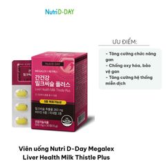 Viên uống Nutri D-Day Megalex Milk Thistle Plus - Hỗ trợ sức khỏe gan, thải độc và phục hồi chức năng gan hiệu quả, hộp 30 viên