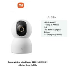 Camera Thông Minh Xiaomi C700 MJSXJ21CM 4K - Đàm Thoại 2 Chiều, Cảm Biến 8MP, Công Nghệ AI, Giám Sát An Ninh Thông Minh