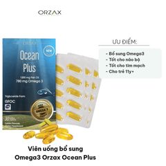 Viên uống bổ sung Omega 3 Orzax Ocean Plus - Hỗ trợ cải thiện thị giác, sức khỏe não bộ, tim mạch, xương khớp - Hộp 30 viên
