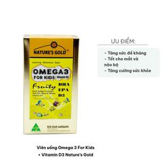 Viên uống Omega 3 cho trẻ em + Vitamin D3 Nature’s Gold - Hỗ trợ phát triển trí não, tăng chiều cao từ 1 tuổi.