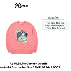 Áo MLB Like Cartoon Overfit Sweatshirt Boston Red Sox 3AMTL0224-43COS