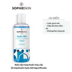 Nước tẩy trang thuần chay Sophieskin Hyalu 365 Agua Micellar 250ml - Làm sạch sâu, cấp ẩm và dịu nhẹ cho mọi loại da, kể cả da nhạy cảm