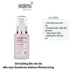 Gel Dưỡng Ẩm Cho Da Dầu Mụn Sesderma Salises 50ml - Cải Thiện Tình Trạng Mụn, Điều Tiết Bã Nhờn, Dưỡng Ẩm Da Mịn Màng Tươi Tắn