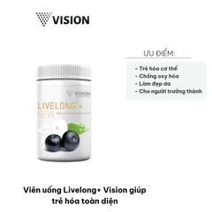Viên uống Livelong+ Vision Trẻ Hóa Toàn Diện 60 Viên - Hỗ Trợ Chống Oxy Hóa, Làm Mờ Nếp Nhăn, Giúp Da Mềm Mịn და Đều Màu