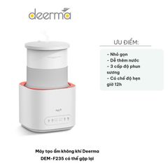 Máy Tạo Ẩm Không Khí Deerma DEM-F235 3L Gập Gọn - Điều Khiển Cảm Ứng, Tự Tắt, Phun Sương 250mL/h, Hẹn Giờ 12h