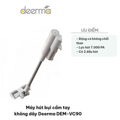 Máy Hút Bụi Cầm Tay Không Dây Deerma DEM-VC90 - Lực Hút 17.000 PA, Pin 2500mAh, Tiện Lợi Cho Vệ Sinh Nhà Cửa