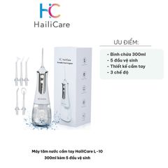 Máy tăm nước cầm tay HailiCare L-10 300ml - Đi kèm 5 đầu vệ sinh đa năng, chăm sóc răng miệng hiệu quả, dễ mang theo khi du lịch
