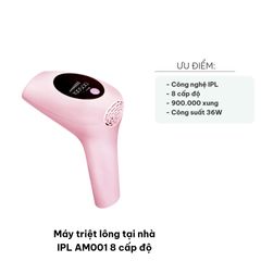 Máy triệt lông tại nhà IPL AM001 - Thiết bị xung ánh sáng 8 cấp độ, loại bỏ lông hiệu quả cho mọi loại da và vùng cần triệt