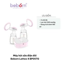 Máy Hút Sữa Điện Đôi Beborn Latteo 4 BP05TG - 3 Chế Độ Mát Xa, Kích Thích, Hút Sữa, 9 Cấp Độ, Dễ Dàng Sử Dụng, An Toàn Cho Bé