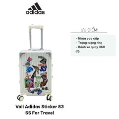 Vali Kéo Adidas Sticker 83 SS Du Lịch - Nhựa Cao Cấp, Thiết Kế Sang Trọng, Dễ Dàng Di Chuyển 360 Độ
