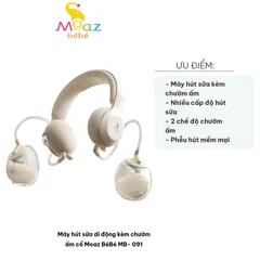 Máy hút sữa di động Moaz BéBé MB-091 kèm chức năng chườm ấm cổ - Thao tác dễ dàng, thiết kế tiện lợi cho mẹ bỉm sữa.