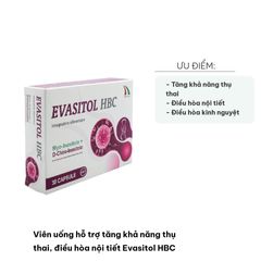 Viên uống hỗ trợ tăng khả năng thụ thai Evasitol HBC - Cải thiện nội tiết, chu kỳ kinh nguyệt cho phụ nữ hiếm muộn, 30 viên