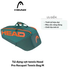 Túi Đựng Vợt Tennis Head Pro Racquet M - Thiết Kế Hiện Đại, Năng Động, Chứa Tối Đa 6 Vợt, Nhiều Ngăn Sắp Xếp Thông Minh
