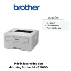 Máy in laser trắng đen Brother HL-B2100D - Tốc độ nhanh 34 trang/phút, in 2 mặt tự động, thiết kế nhỏ gọn cho văn phòng, trường học.