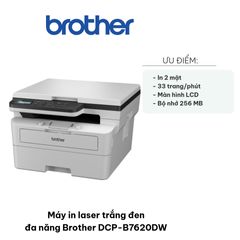 Máy In Laser Trắng Đen Đa Năng Brother DCP-B7620DW - 33 Trang/Phút, Xử Lý Công Việc Lớn, In 2 Mặt Tự Động, Kết Nối Wifi, Thích Hợp Văn Phòng