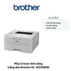 Máy In Laser Đơn Năng Trắng Đen Brother HL-B2180DW - In Không Dây WiFi, Tốc Độ Nhanh 34 Trang/Phút, Giải Pháp Văn Phòng Hiệu Quả