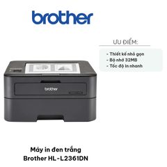 Máy in laser đen trắng Brother HL-L2361DN - Tốc độ 30 trang/phút, độ phân giải 2400 x 600 dpi, in 2 mặt tự động, phù hợp văn phòng.