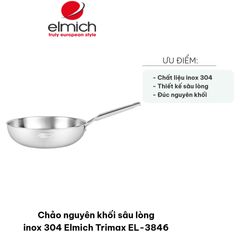 Chảo Chống Dính Sâu Lòng Inox 304 Elmich Trimax EL-3846 - Chảo Đa Năng Cho Món Xào, Chiên, Nấu An Toàn, Phù Hợp Tất Cả Loại Bếp