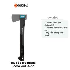 Rìu bổ củi Gardena 1000A 08714-20 - Lưỡi thép cao cấp sắc bén, tay cầm nhẹ, tiện dụng cho chặt, tách gỗ gia đình