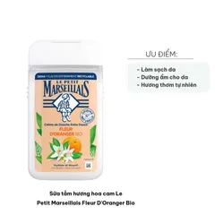 Sữa Tắm Hương Hoa Cam Le Petit Marseillais Fleur D'Oranger Bio 250ml - Dưỡng Ẩm, Làm Sạch Da Dịu Nhẹ, Hương Thơm Tự Nhiên
