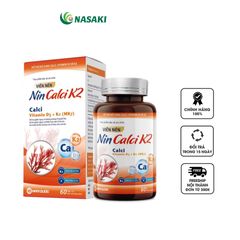 Viên Uống Bổ Sung Canxi D3+ K2 Nin Calci K2 - Hỗ Trợ Xương Răng Chắc Khỏe Cho Trẻ Từ 9 Tuổi và Người Lớn - Hộp 60 Viên