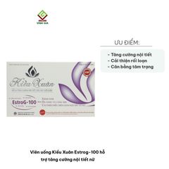 Viên uống Kiều Xuân Estrog-100 - Hỗ trợ cân bằng nội tiết, đẹp da, giảm stress cho phụ nữ tiền mãn kinh và mãn kinh