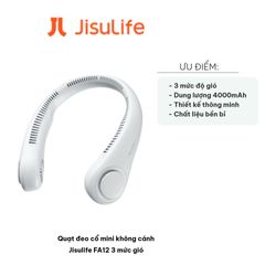 Quạt đeo cổ mini Jisulife FA12 - Quạt không cánh 3 mức gió, thiết kế thông minh, sử dụng thoải mái cho trẻ em và người lớn.