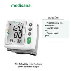 Máy Đo Huyết Áp Cổ Tay Medisana BW315 - Màn Hình Lớn, Chỉ Báo Mức Pin, Phát Hiện Nhịp Tim Không Đều, Dễ Sử Dụng Cho Người Lớn Tuổi