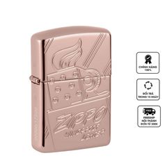 Bật Lửa Zippo Script Collectible Armor Rose Gold 48768 - Phiên Bản Kỷ Niệm 75 Năm, Hàng Giới Hạn Sang Trọng