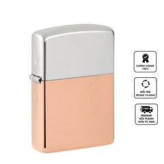 Bật Lửa Zippo Bimetal 48694 - Vỏ Đồng Đỏ và Bạc Sterling, Chống Gió, Thiết Kế Sang Trọng, Quà Tặng Dành Cho Fan Hâm Mộ