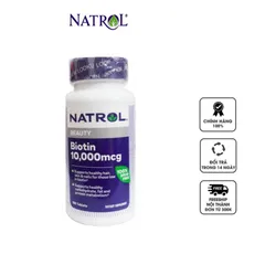 Viên uống mọc tóc Natrol Biotin 10000 mcg của Mỹ 100 viên