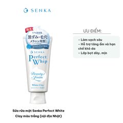 Sữa Rửa Mặt Senka Perfect White Clay 120g - Làm Sạch Sâu, Đất Sét Trắng, Cung Cấp Độ Ẩm, Giúp Da Sáng Rạng Rỡ Nhật Bản